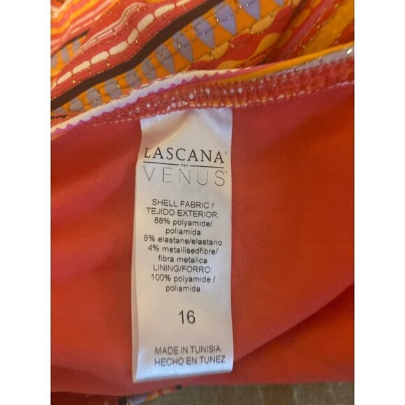 Women's Lascana Venus Swimsuit One Piece  Muti Orange Halter Top SZ 16 VGC Charm - Picture 7 of 8